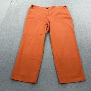 Talbots Pants Womens 14 Orange Chino Flat Front Crop Outdoors Garden